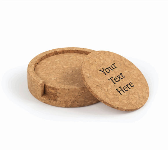 Cork coaster set with holder